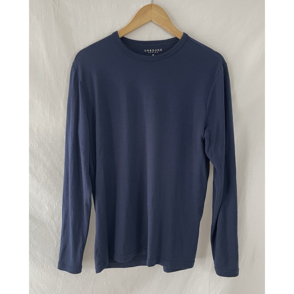 Unbound Merino Wool Shirt Mens Medium M Crew Blue Long Sleeve - Picture 9 of 9